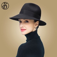 ปีกกว้าง Fedora อูฐและสีดำสตรีหมวกด้วยริบบิ้นขนสัตว์รู้สึกหมวกกะลาหมวก C Hapeau F Emme F Eutre สุภาพ