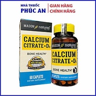 Viên uống bổ sung Canxi hữu cơ + Vitamin D3 cho bà bầu Mason Natural Calcium Citrate + D3 Mỹ 60 viên