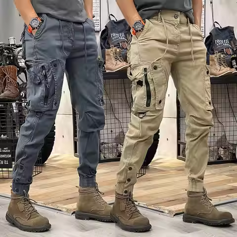 2025 New Men's Cargo Pants Tactical Military Work Pants Outdoor Jogger Casual Trousers Straight Leg 