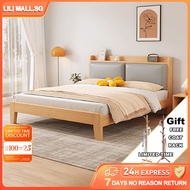 【LILI.SG】180/150/120CM solid wood modern minimalist double bed, economical small apartment simple si