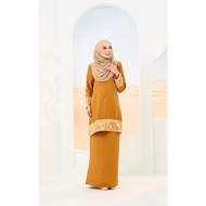 Baju Kurung GOLD BROWN Lace Ironless Saiz S - 5XL Plain Loose ( Plus Size ) Ready Stock Raya Sale Baju Raya Viral 2024