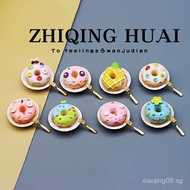 Independent Blind Bag Miniature Food Play Donuts with Plate and Fork Food Pretend Play Toy Model for