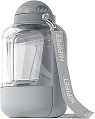 Pet Travel Bottle 360g (0.8lb) Food Dispenser & 1000ml (33.82oz) Water Bottle Lid Leak-Proof Shoulde