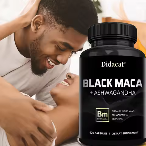 Organic Black Maca for Men, with Ashwagandha, 120 Capsules - Non-GMO, Gluten-Free