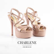 Jojo Bragais Charlene Nude-Glossy 5-Inch High Heels | Pageant Heels | Platform Heels