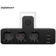 Thermal Protection 2500W Surge-Protected Multi-Socket On/Off Switch for Electronic Devices EU Plug