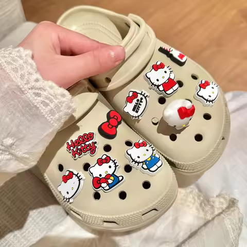 MINISO Sanrio Hello Kitty 3D Shoe Charms Set for DIY Footwear Decor Phone Case Decorations Cute Cart