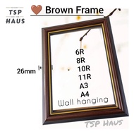 6R/8R/10R/11R/12R/A3/A4 Brown PS Photo Frame Wall Hanging Bingkai Gambar Emas Gantung Dinding Photo 