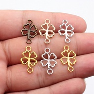 WYSIWYG 20pcs 20x12mm 6 Colors Clover Charms Connector Lucky Clover Charm Connector 4 Leaf Clover Ch