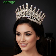 AEROGEM Baroque Crown, Shiny Vintage Queen Tiara Crown, Luxury Hair Ornaments Alloy Adjustable Ancie