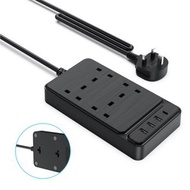 過載保護開關的電源板電源擴展最大 3250W 4 個交流電源插座、3 個 USB 連接埠和 1PD 充電  hybckp Power Strip with Over Load Protection S