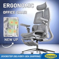 YOOK Ergonomic Full Mesh Office Chair With 3D Lumbar Support Recliner Head Leg Rest Home Office Gami