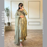 {**ส่งฟรี**} SMALL INDIA 🌺 Pure Silk Pakistani Suit Set ชุดเซ็ทเสื้อกางเกง 🌺 Women Suit Set