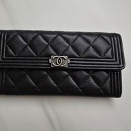 Chanel Boy 黑色荔枝皮長夾