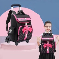 全城熱賣 - 多用途拉桿背包 拖拉旅行袋 雙肩包 書包（玫紅）(平行進口)