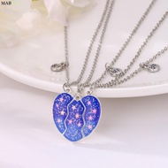 MABREM 3Pcs BFF Necklaces, Friendship Jewelry Friendship Matching Heart Pendant Necklace, Alloy Cute