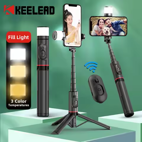 2024 NEW Portable Wireless Bluetooth Phone Telescopic Selfie Stick Tripod With Fill Light for Huawei
