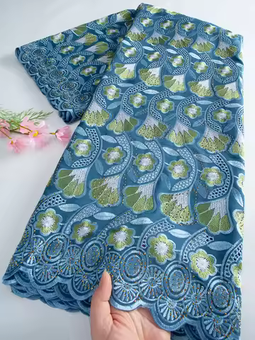 Swiss Voile Cotton Lace Fabric High Quality 5 Yards Embroidered African Lace Fabric 2025 Wedding Par