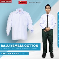 POWER CAT Baju Kemeja Sekolah Cotton School Long Sleeve Shirt - White/Size 13-4XL