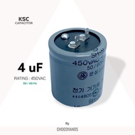 4uF Capacitor คาปาซิเตอร์ 450Vac ตู้เย็น ตู้แช่ ตู้เชื่อม ปั้มน้ำ เครื่องฉีดน้ำ KSC TAIWAN