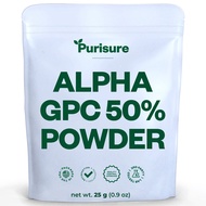 Alpha GPC 50% Powder, 25 g, Pure Alpha GPC Choline Supplement for Brain and Focus, CDP Choline Suppl