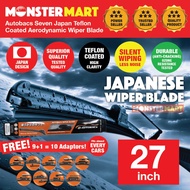 Autobacs Seven Japan Teflon Coat Aerodynamic Wiper Blade with 10 Adaptor 27 inch