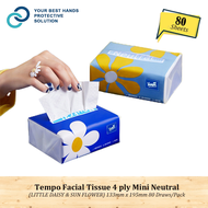 Tempo Facial Tissue 4 ply MINI NEUTRAL LITTLE DAISY &amp; SUN FLOWER 80 SHEETS/PACK