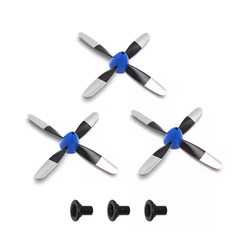 3Pcs 4-Blade Propeller for Volantex 4CH 400mm P-51Mustang RC Plane,with Saver and Adapter,Spare Repl