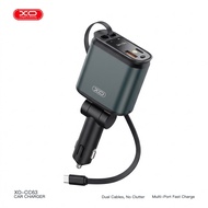 XO CC63 B1 4 IN 1 Car Quad-Port Retractable Cable  Starry Sky Top Car Charger USB Type C IOS