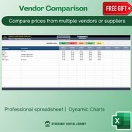 Excel Template - Vendor Comparison Template Excel (Free 12-in-1 Bundle Excel Course Books)