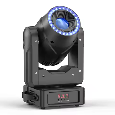U'King 120W Focusing Moving Head Light DMX Stage Light with Halo Strip 7Gobos 7Colors 3Prisms RGBW L