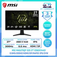 MSI MAG275QF Monitor E20 27" 2K QHD 2560X1440 0.5MS 200HZ HDMI/DP RAPID IPS Freesync 3YW
