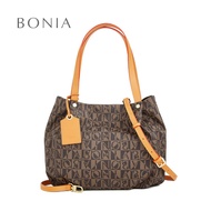 Bonia Monogram Brown Satchel Bag