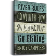 Funny River Rules Wall Art Prints Artwork Decor For River Themed Canvas Wall Art Prints Bathroom Bed