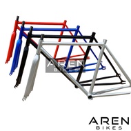 FRAME SEPEDA FIXIE 700 700C HITAM MERAH BIRU ABU BESI STEEL BENGKOK DALANGAN FORK STANDAR & OVERSIZE