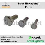 Baut Mur Hexa M 6x20 - Bolt Nut putih Kunci 11 (2cm)