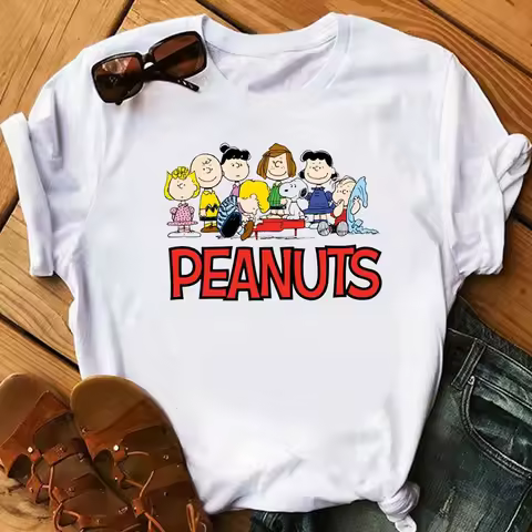 Women's Snoopy T Shirts Summer Casual Short Sleeve Harajuku Korean Style Tops Disney Print Kawaii Fe