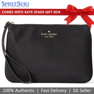 Kate Spade Wristlet In Gift Box Chelsea The Little Better Nylon Medium Wristlet Pouch Black # WLR00614D3