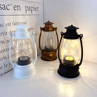 Retro LED Oil Lamp Camping Night Light Battery Kerosene Light Festival Hanging Lantern Table Light Desktop Ornament Party Decor