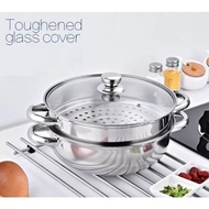 Multipurpose Steamer Pot 3-level Steamer Glass Lid Somay Pot Steamed Dimsum Steamer