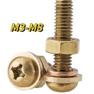 [XNY] Brass Phillips Round Head Screw Nut Set Accessories M3M4M5M6M8 Screw
