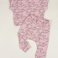 Swans baby clothes set of 2: baby t-shirt and harem pants, size 3-6 months