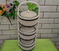 TERBARU keranjang unik 3susun Wadah bumbu serbaguna + Tutup wadah kosmetik tempat bawang rotan plast