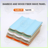 Bamboo Wood Fiber Wave Board Inner Arc Board PVC Grid Eco Wood Decorative Board Ceiling Background W