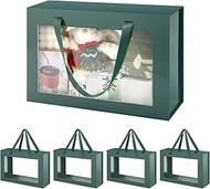 JINGUAN Large Green Clear Gift Boxes, 13.5x9x4.1 Inches Gift Boxes with Windows by Handles, Bridesma