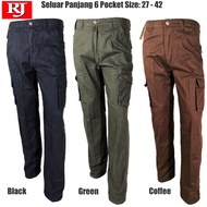 Black, Coffee, Green [READY STOCK] GOOD QUALITY MEN CARGO PANTS 6 POCKET / SELUAR KERJA LELAKI / WORKER PANTS | 27 - 42