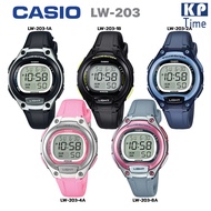 HOT ； Casio แบตเตอรี่ 10 ปี นาฬิกาข้อมือผู้หญิง/เด็ก สายเรซิน รุ่น LW-203 ของแท้ รับประกัน 1 ปี
