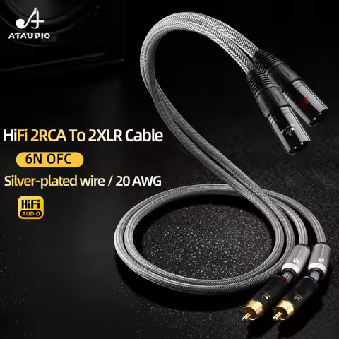 Hi-end One pair HiFi RCA to XLR Balanced Audio Cable for Amplifier DAC 2RCA Male to 2XLR Male and Fe