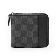 CSONLINEMALL Retro Men Wallet PU Leather Grid Wallet Short Purse Multi Function Fashion Zipper Walle