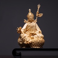 Hinoki Cypress ไม้แกะสลักมือ Padmasambhava Guru Rinpoche ประติมากรรมรูปปั้นพระพุทธรูปทิเบตเครื่องประ
